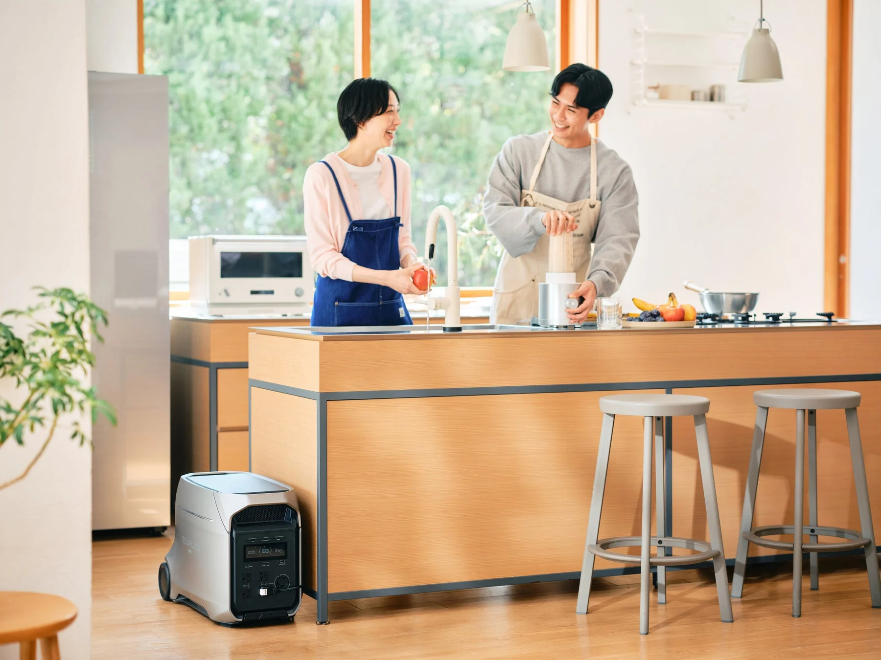 EcoFlow DELTA 3 Ultra Plusがキッチンで使用されている様子