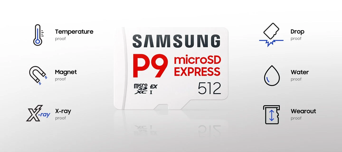 Samsung P9 Express microSDカードの耐性保護機能アイコンと説明