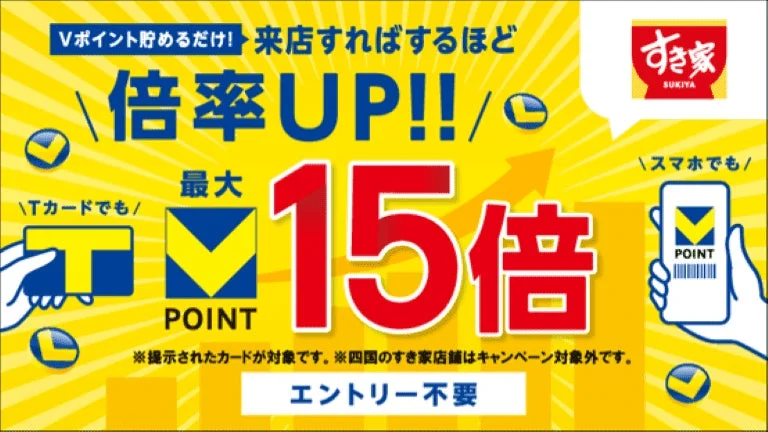すき家のVポイント最大15倍キャンペーン告知バナー