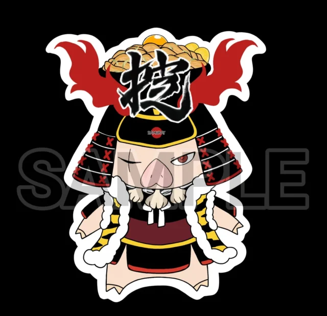 「すた丼マニア」の称号と1年間トッピング無料を伝えるオリジナルステッカーのデザイン。