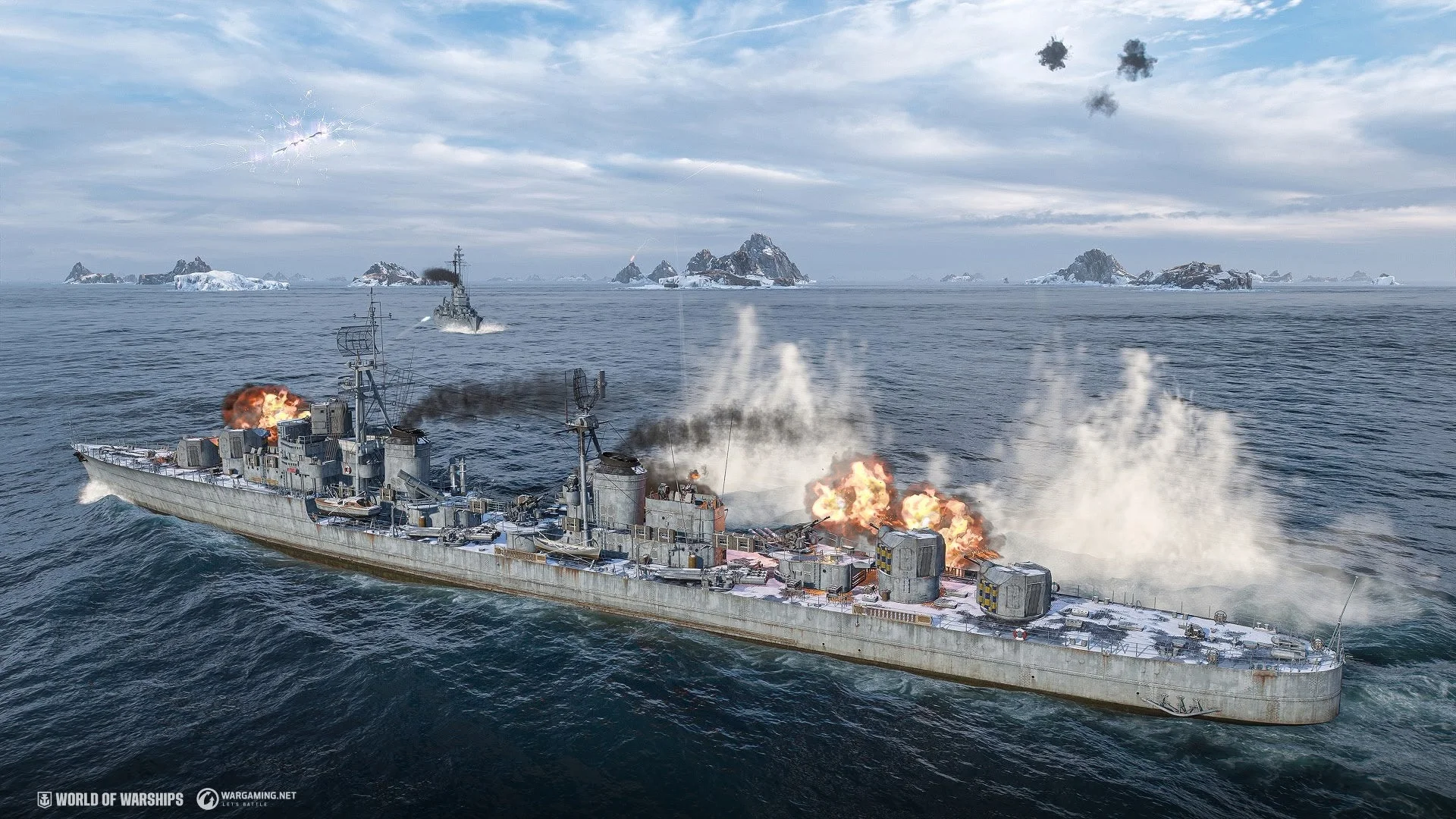 『World of Warships』期間限定イベント「時空の裂け目」の戦闘画面