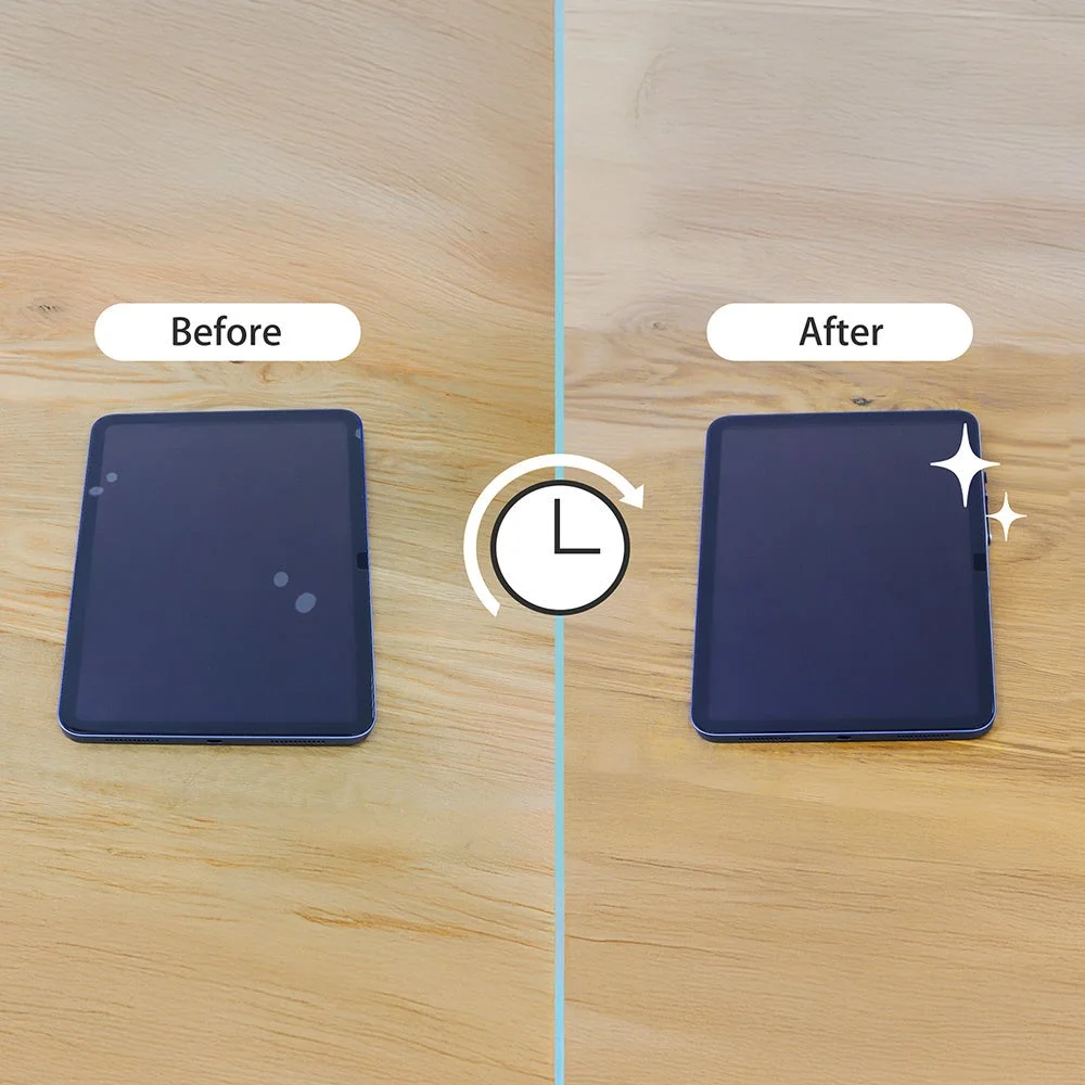 エアレス加工により気泡が自然に消えるビフォーアフター
