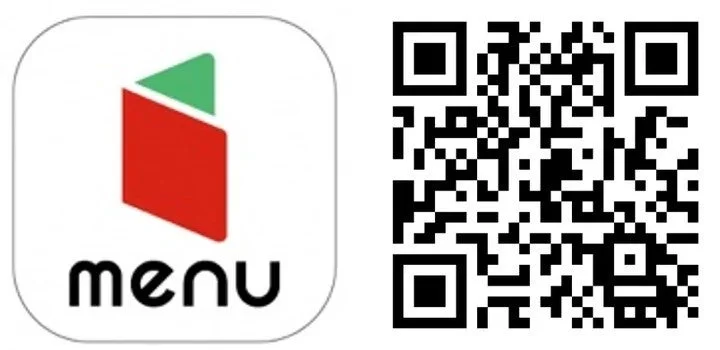 menuアプリのアイコンとダウンロード用のQRコード