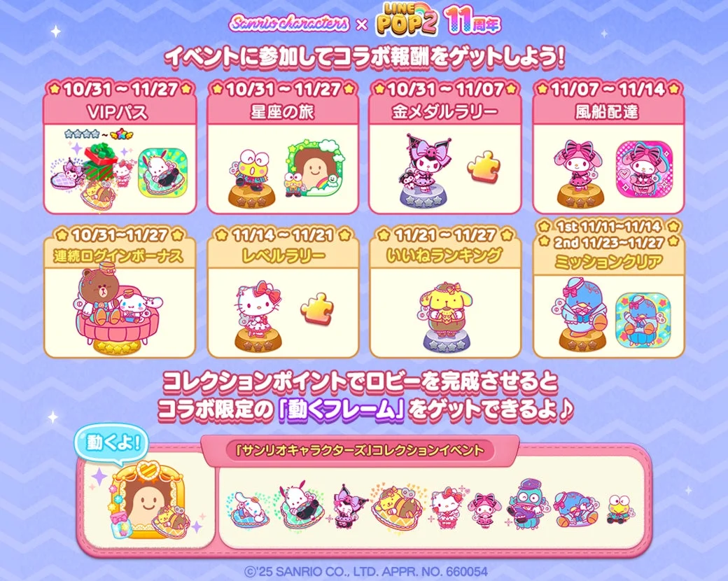 LINE POP2サンリオキャラクターズコラボイベント一覧と報酬
