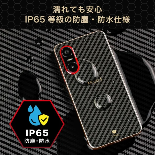 Mode1 PocketのIP65等級防塵・防水仕様。水滴がかかる本体イメージ。