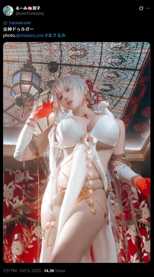 圧倒的な神々しさ！　るーみ、『Fate/Grand Order』ドゥルガーのコスプレで美しすぎる姿を披露