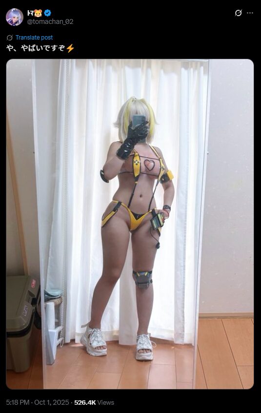 大胆すぎる布面積！　ﾄﾏ、『勝利の女神：NIKKE』エレグのコスプレ写真を公開