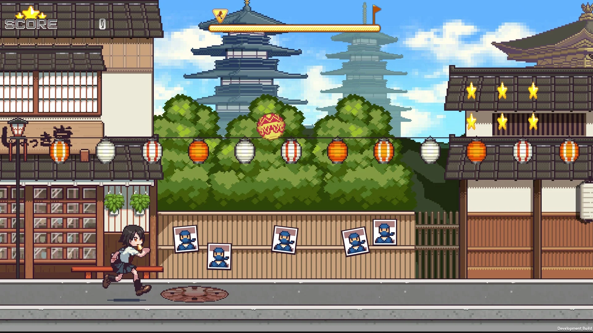 ゲームプレイ画面:京都のステージ