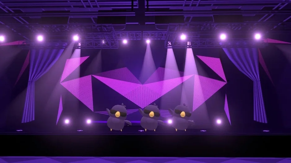 オリジナルギフト演出「グラサンバード」がステージに登場する様子