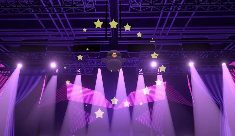 オリジナルギフト演出「グラサンバード」がステージに舞う様子