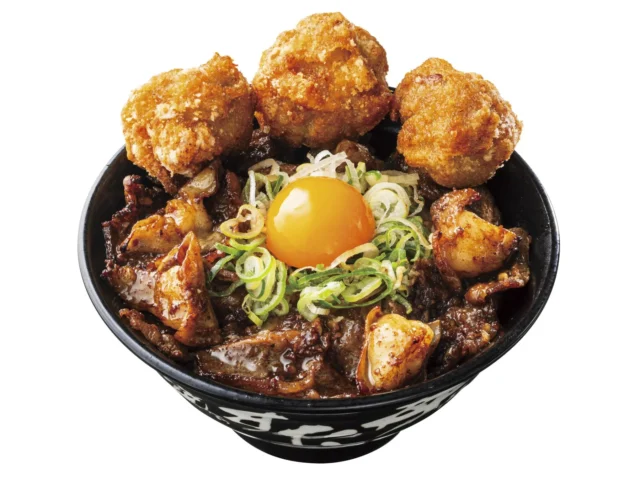 とんこつ醤油牛カルビホルモン丼 唐揚げ合盛り