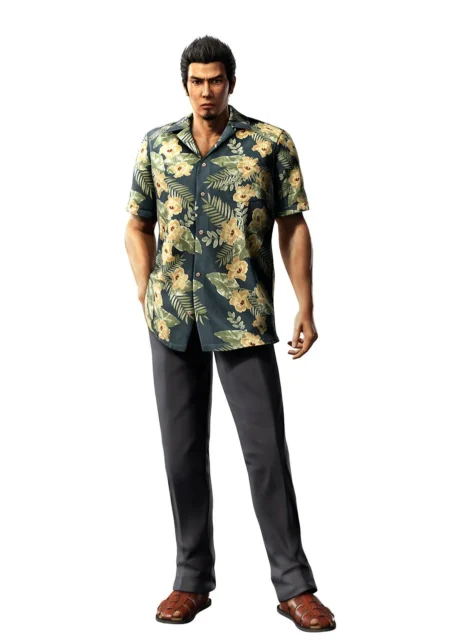 桐生一馬の全身イラスト(アロハシャツ姿)