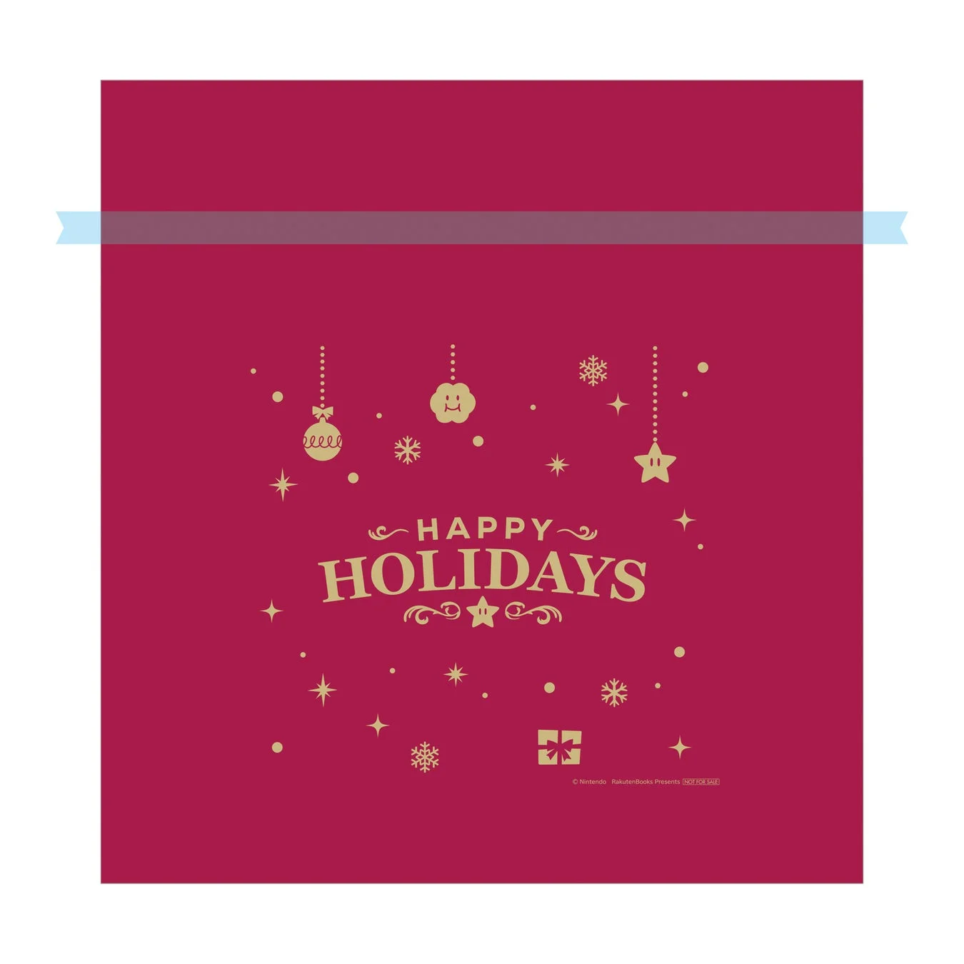 ハッピーホリデーの文字とマリオキャラクターが描かれたオリジナルラッピング袋