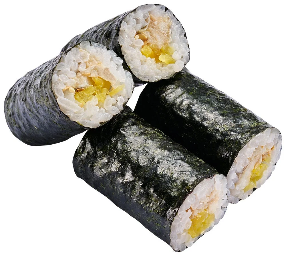 きまぐれクック監修の、煮穴子とたくあん、胡麻を合わせた巻きすし