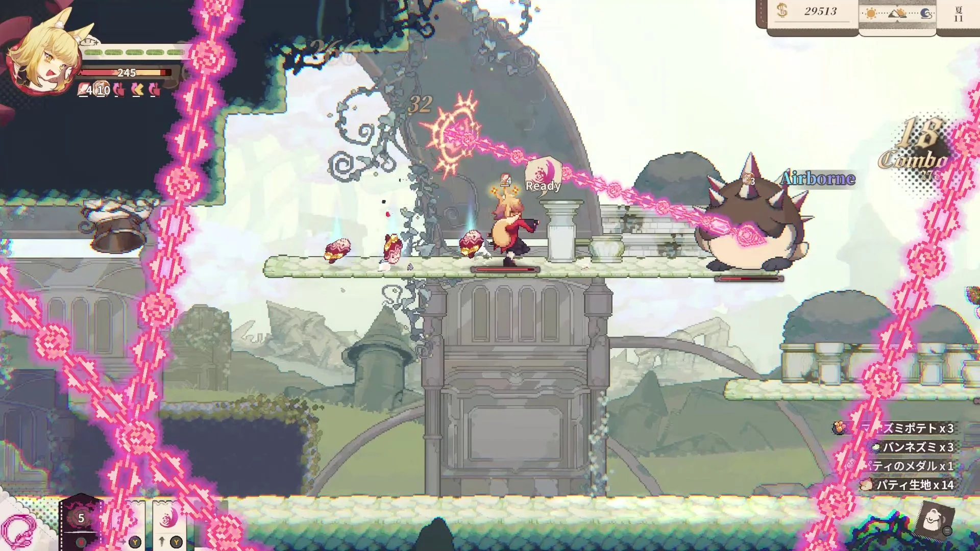 ダンジョンを探索するチャヤのアクションゲーム画面