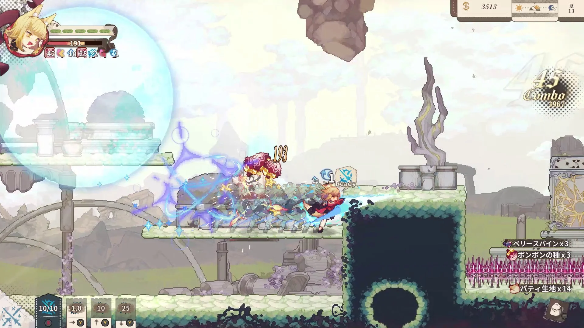 ダンジョンで敵と戦うチャヤのアクションシーン