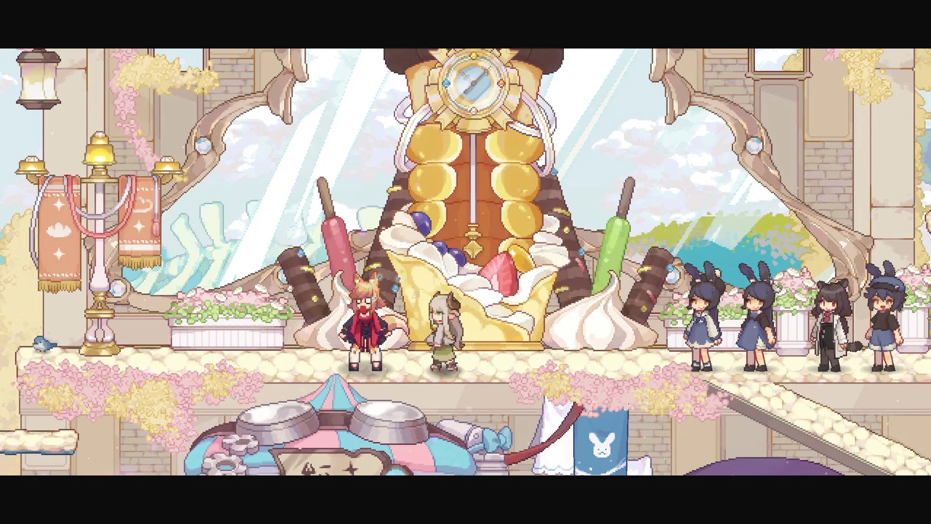 コムギ広場で仲間たちと交流するチャヤのシーン