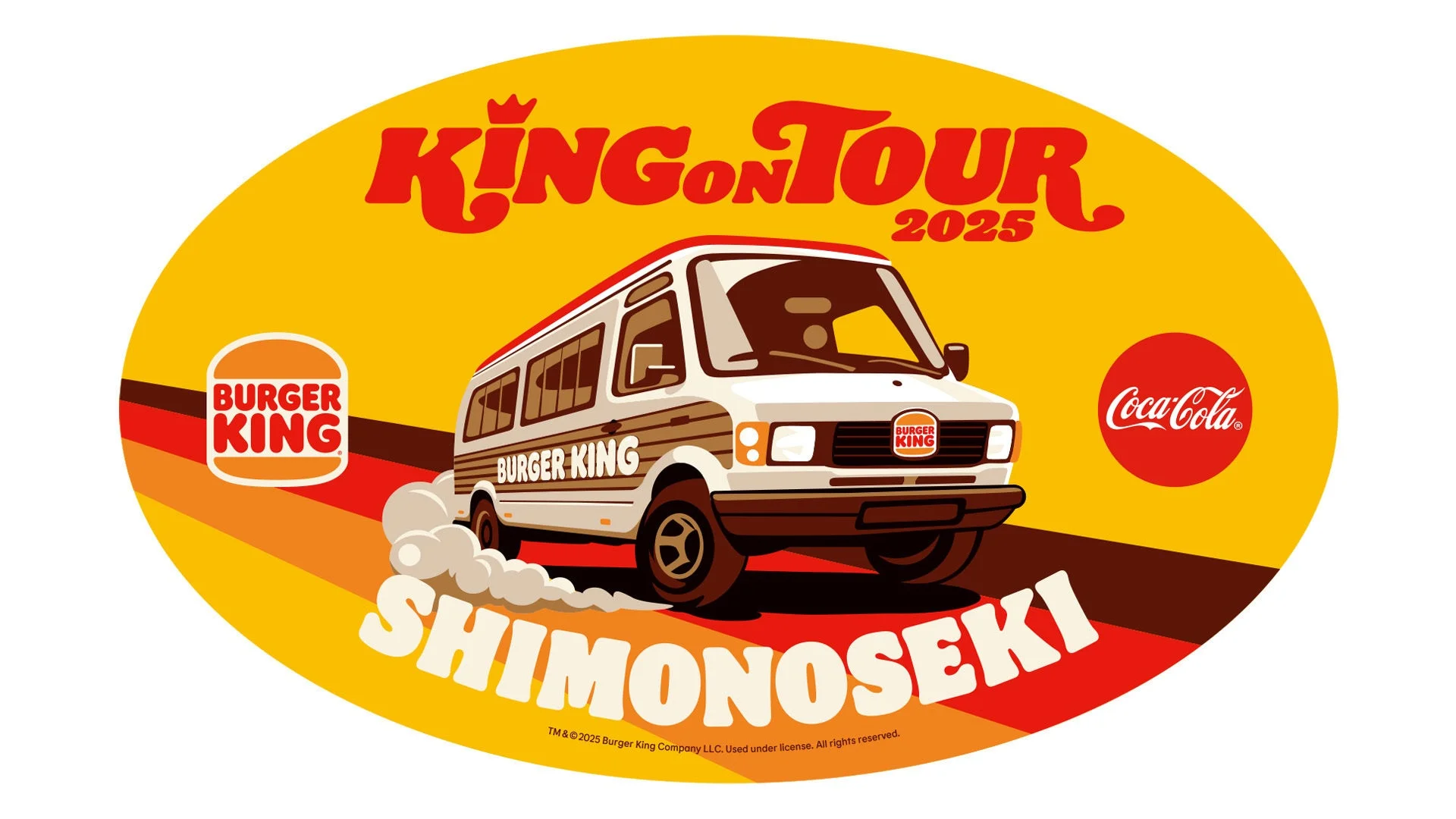 フードトラック限定の地名入り「KING ON TOUR」ステッカー下関デザイン