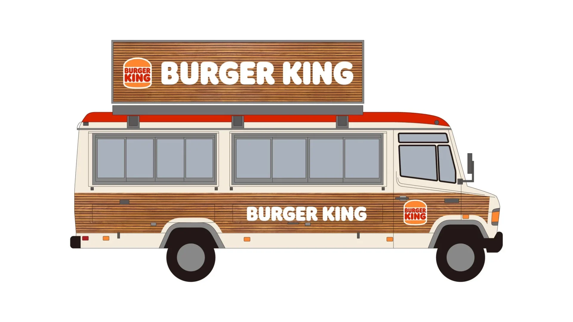 バーガーキングのフードトラックのイラスト