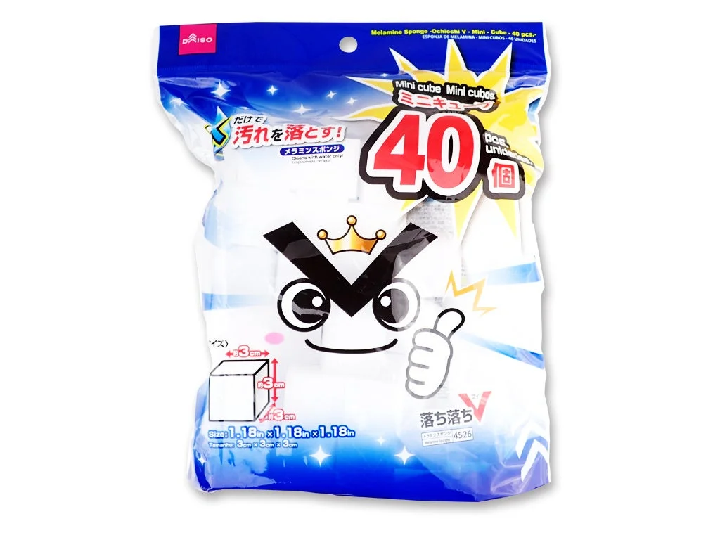 DAISOの落ち落ちVミニキューブメラミンスポンジのパッケージ