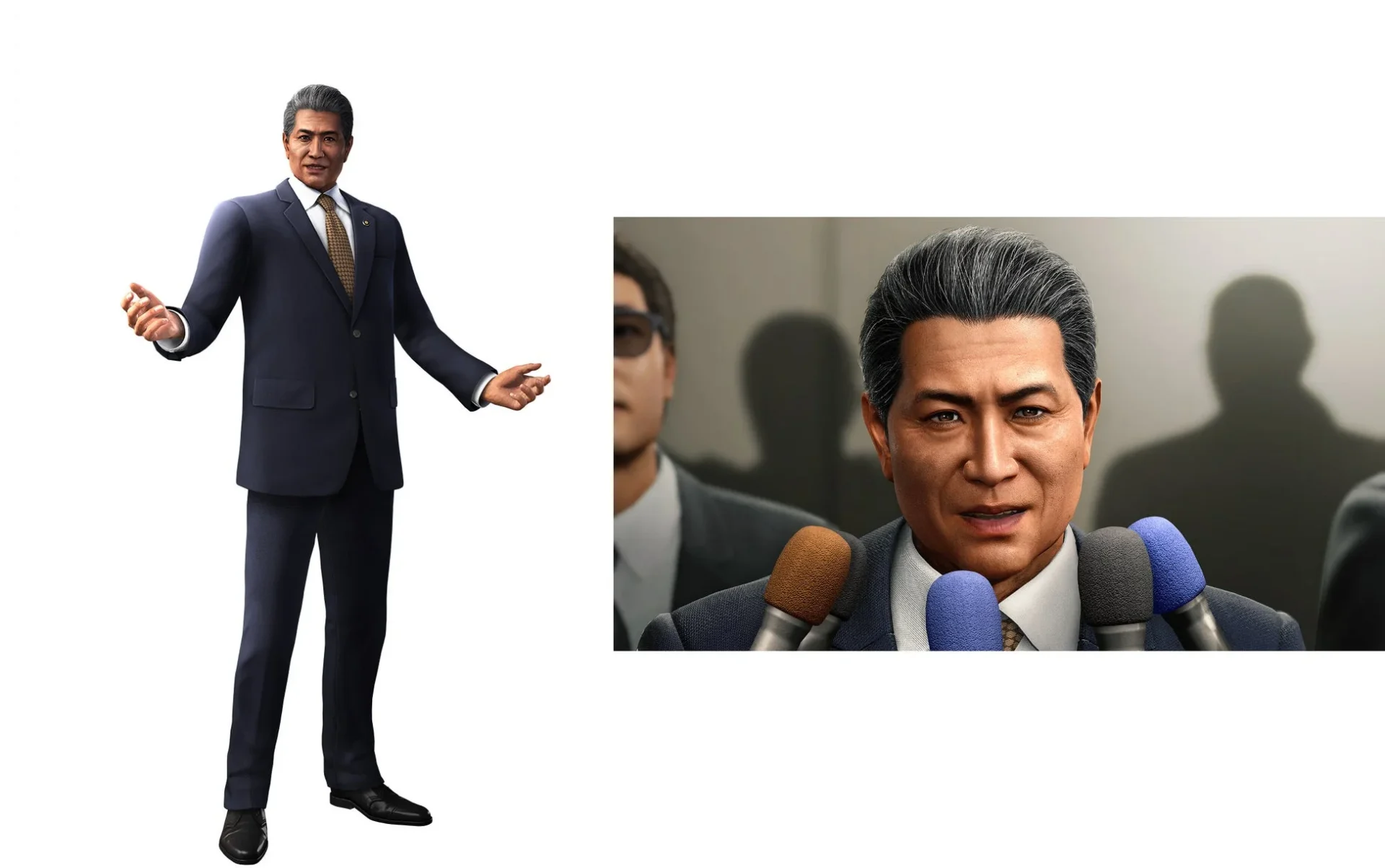 国土交通大臣、鈴木善伸のキャラクタービジュアルと演説風景