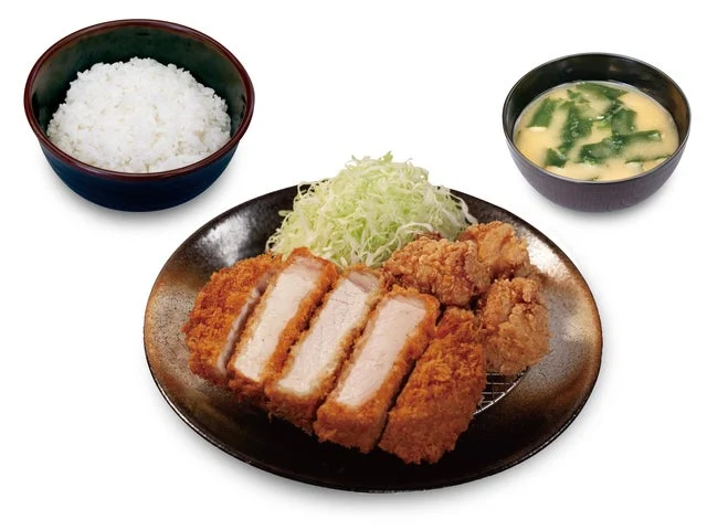 松のやの超厚切りロースかつと唐揚げの定食