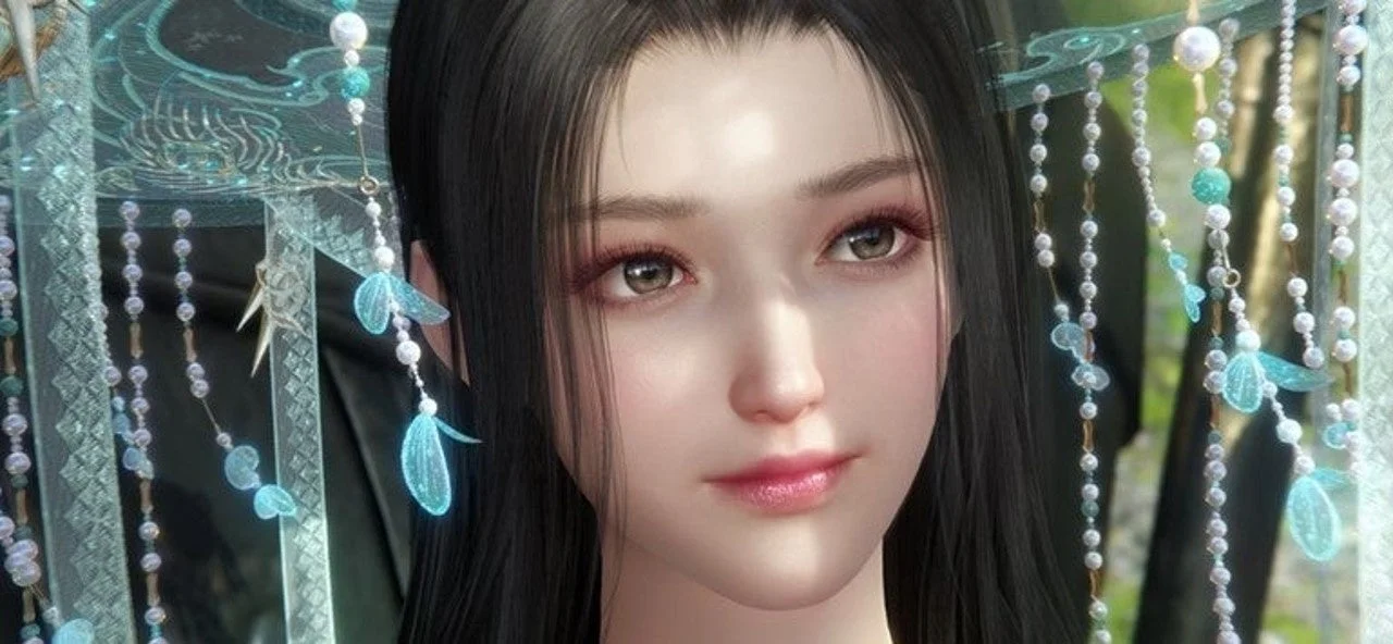 『逆水寒(Justice)』の美しい女性キャラクターのクローズアップ。