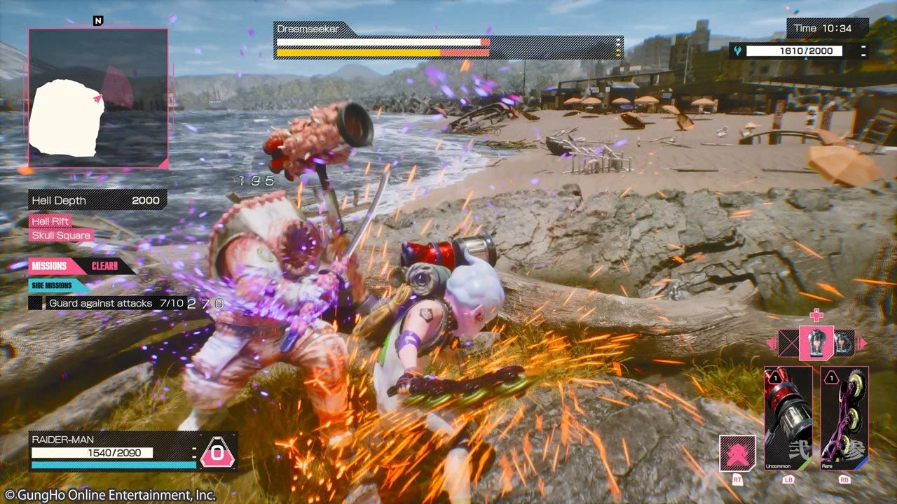 「LET IT DIE: INFERNO」のゲームプレイ画面（戦闘中）