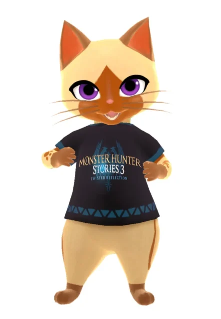 『モンスターハンターストーリーズ3』コラボTシャツを着用したアイルー