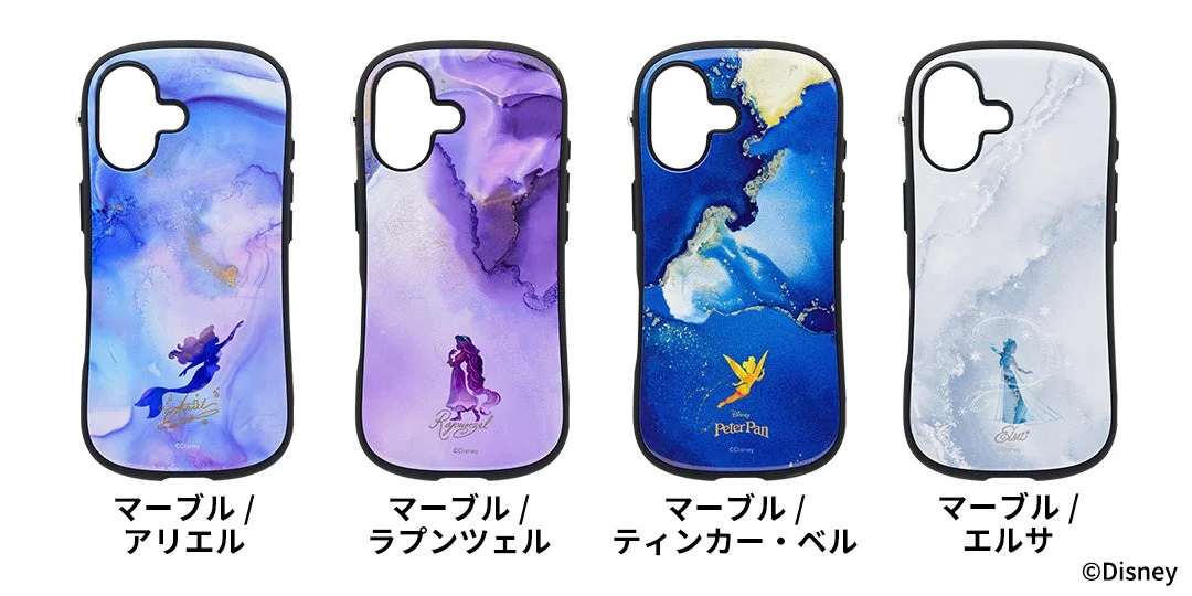 iFace ディズニー＆ピクサーデザイン マーブルシリーズ4種（アリエル、ラプンツェル、ティンカー・ベル、エルサ）