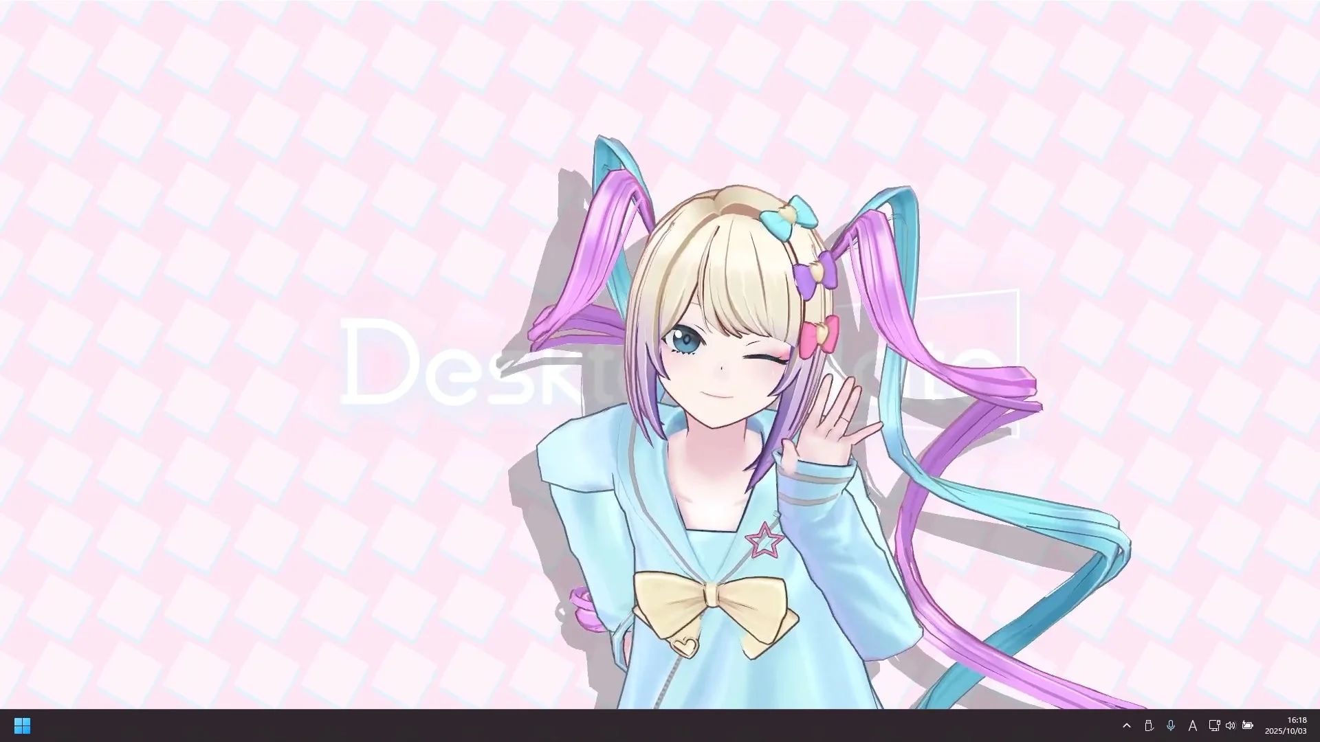超絶最かわてんしちゃんがデスクトップに登場する様子