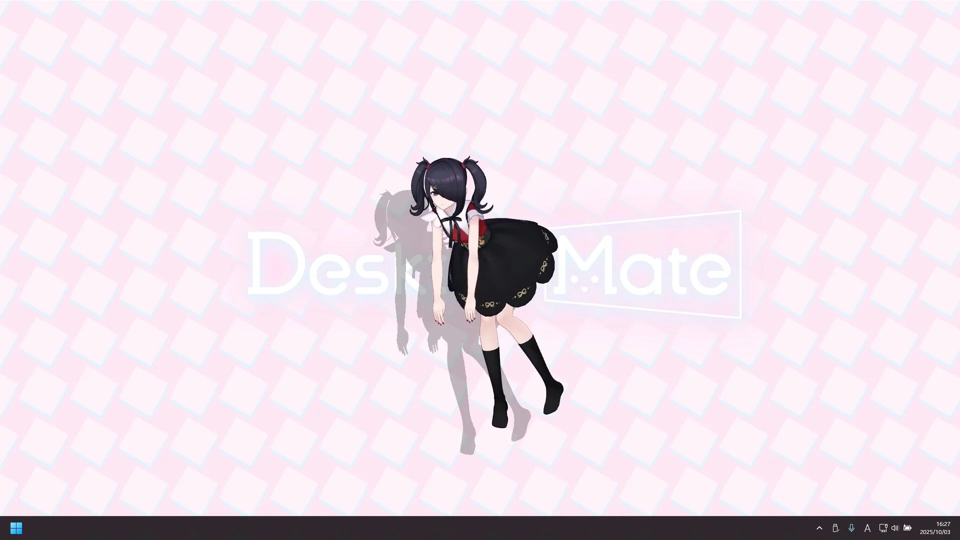 デスクトップで座り込むあめちゃん