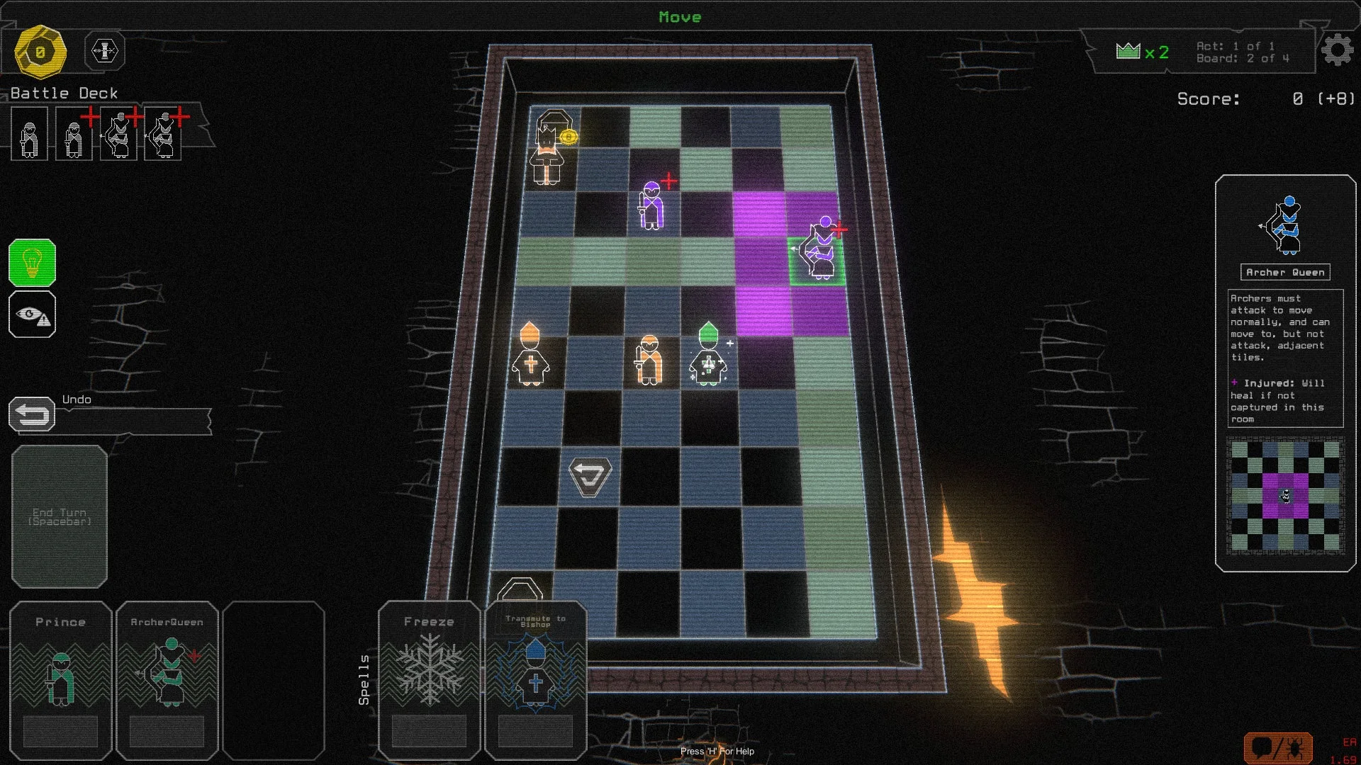 Below the Crownのチェスバトル画面