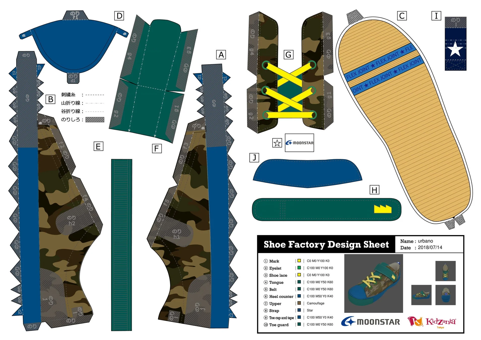 スニーカーデザインコンテストの応募に使用するくつ工場デザインシートの全体図