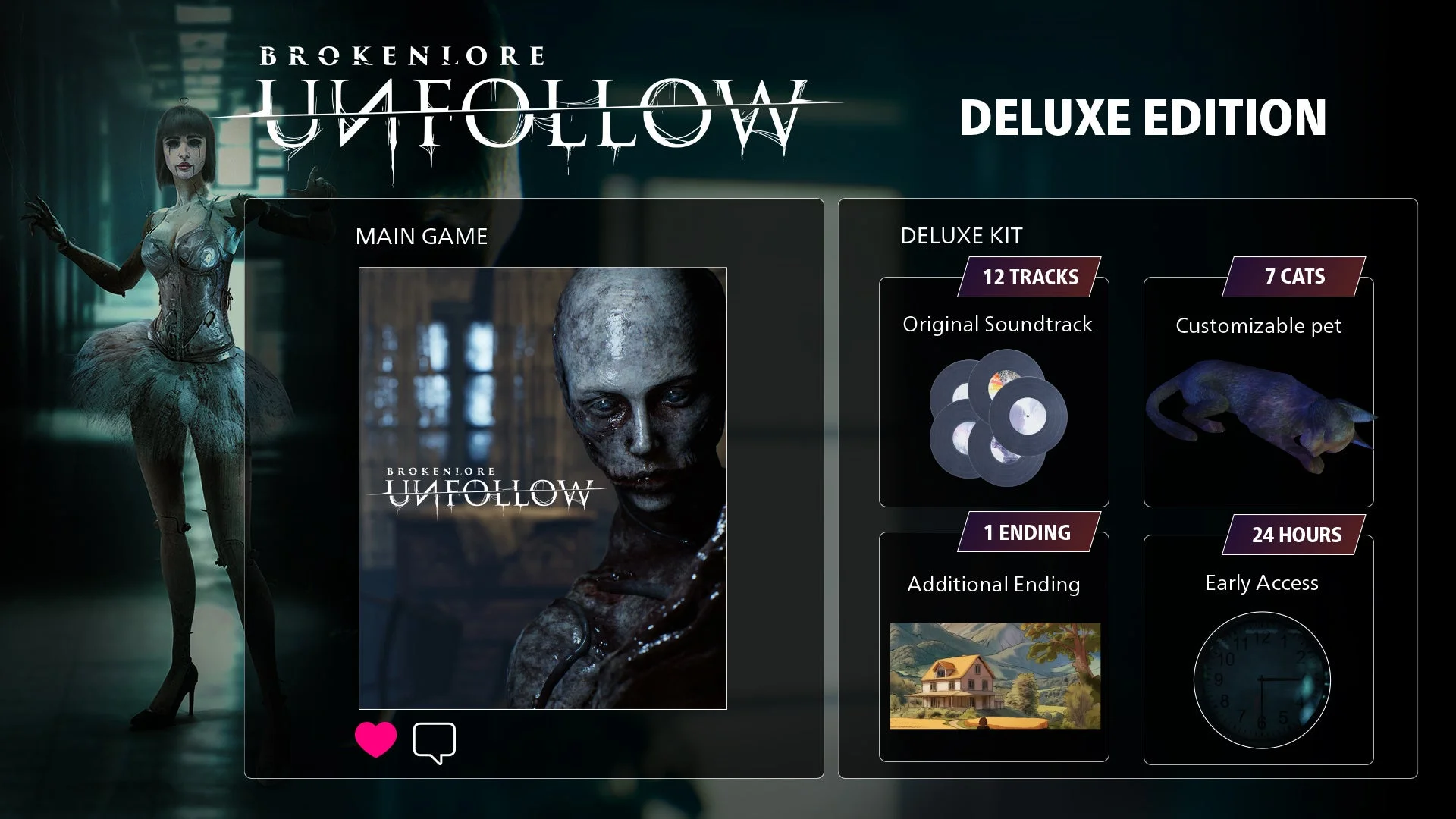 『BrokenLore: UNFOLLOW』デラックスエディションの特典内容を示す画面