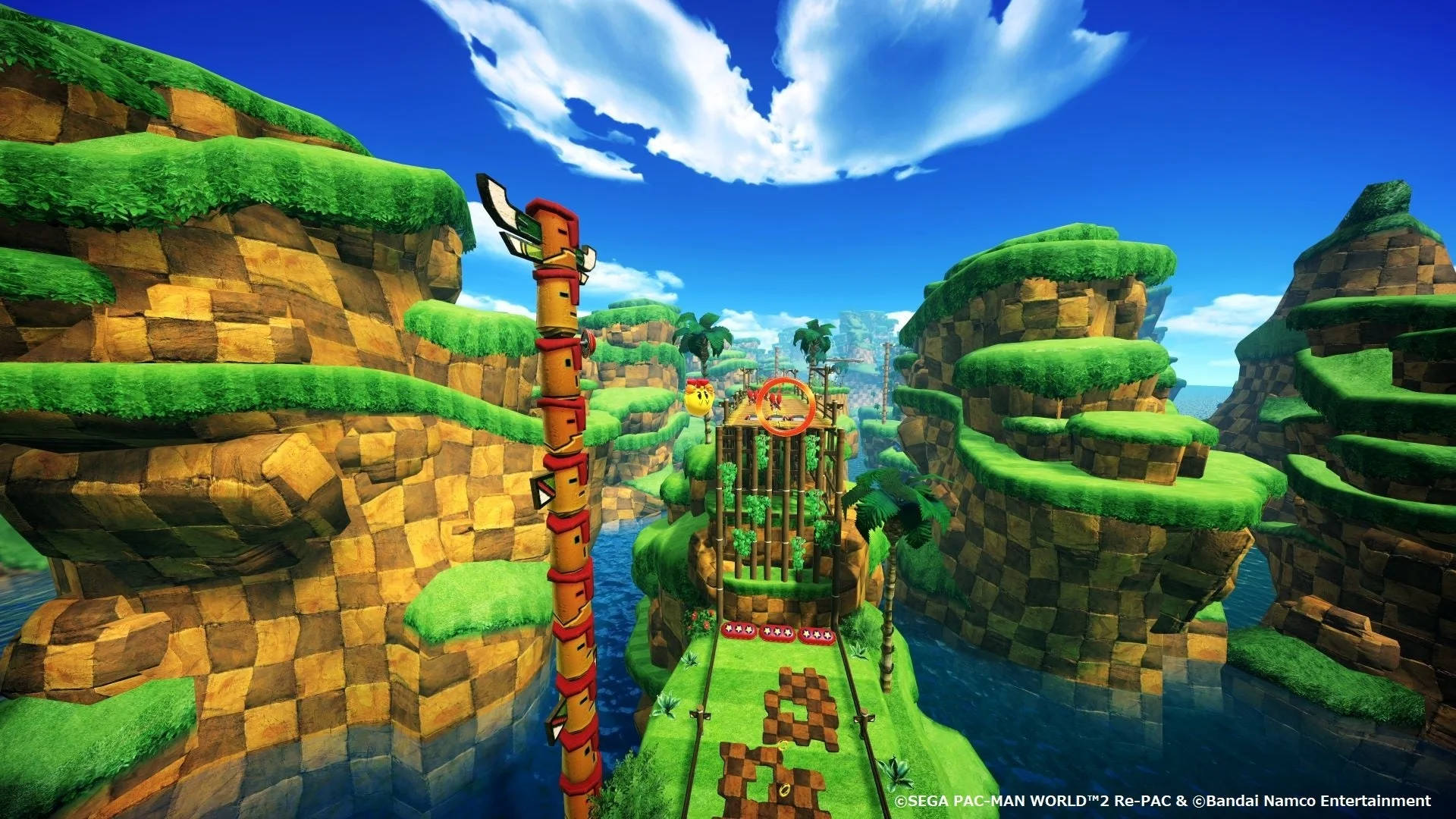 ソニックコラボステージACT1「ふしぎなしまをかけぬけろ！」のゲーム画面