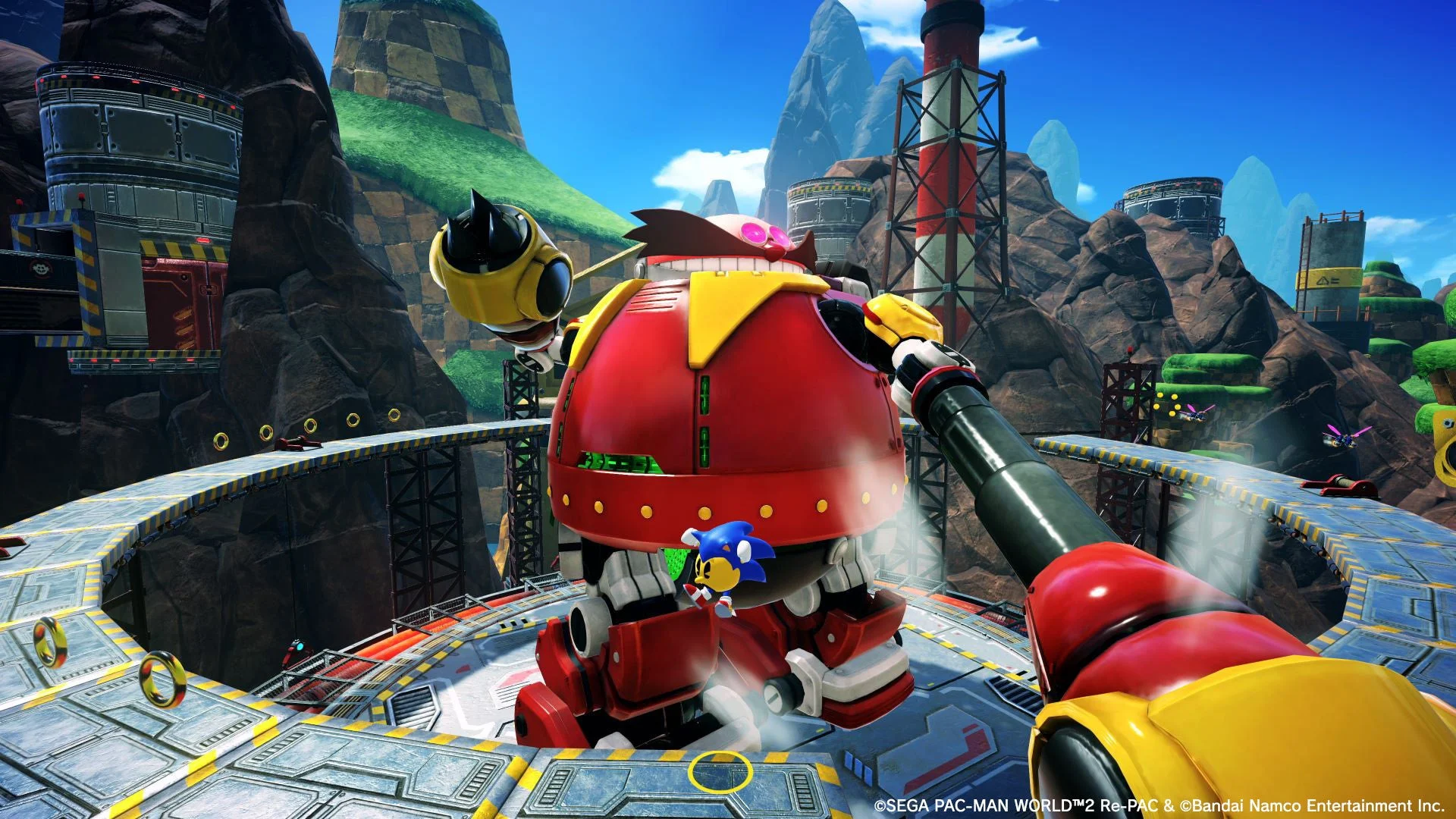 巨大メカ「デスエッグロボ」とのボスバトルシーン