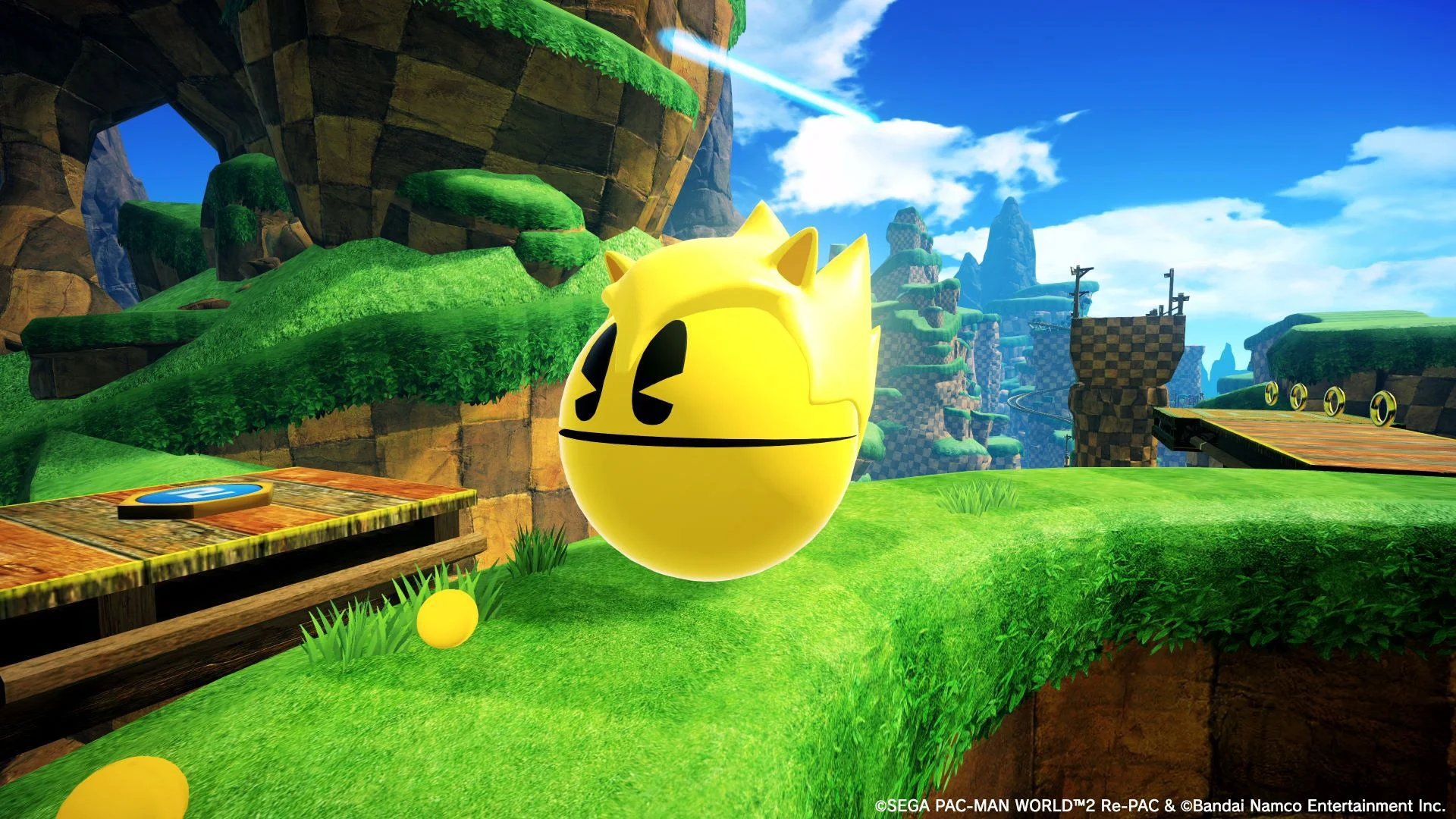 ソニック衣装のパックマンがメガパックマンに変身した姿