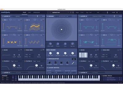 KORG multi/poly nativeのソフトウェアUI画面