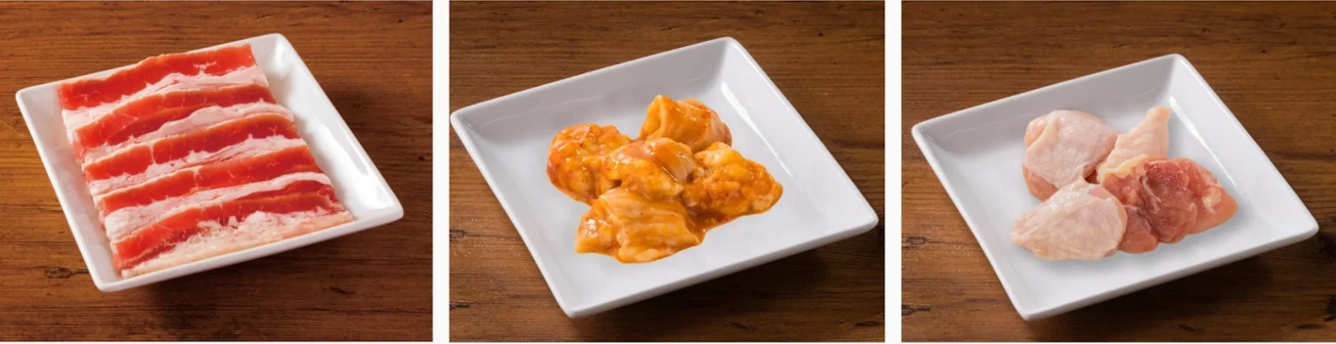 キャンペーン対象のバラカルビハーフ、牛ホルモンハーフ、但馬鶏ももハーフ