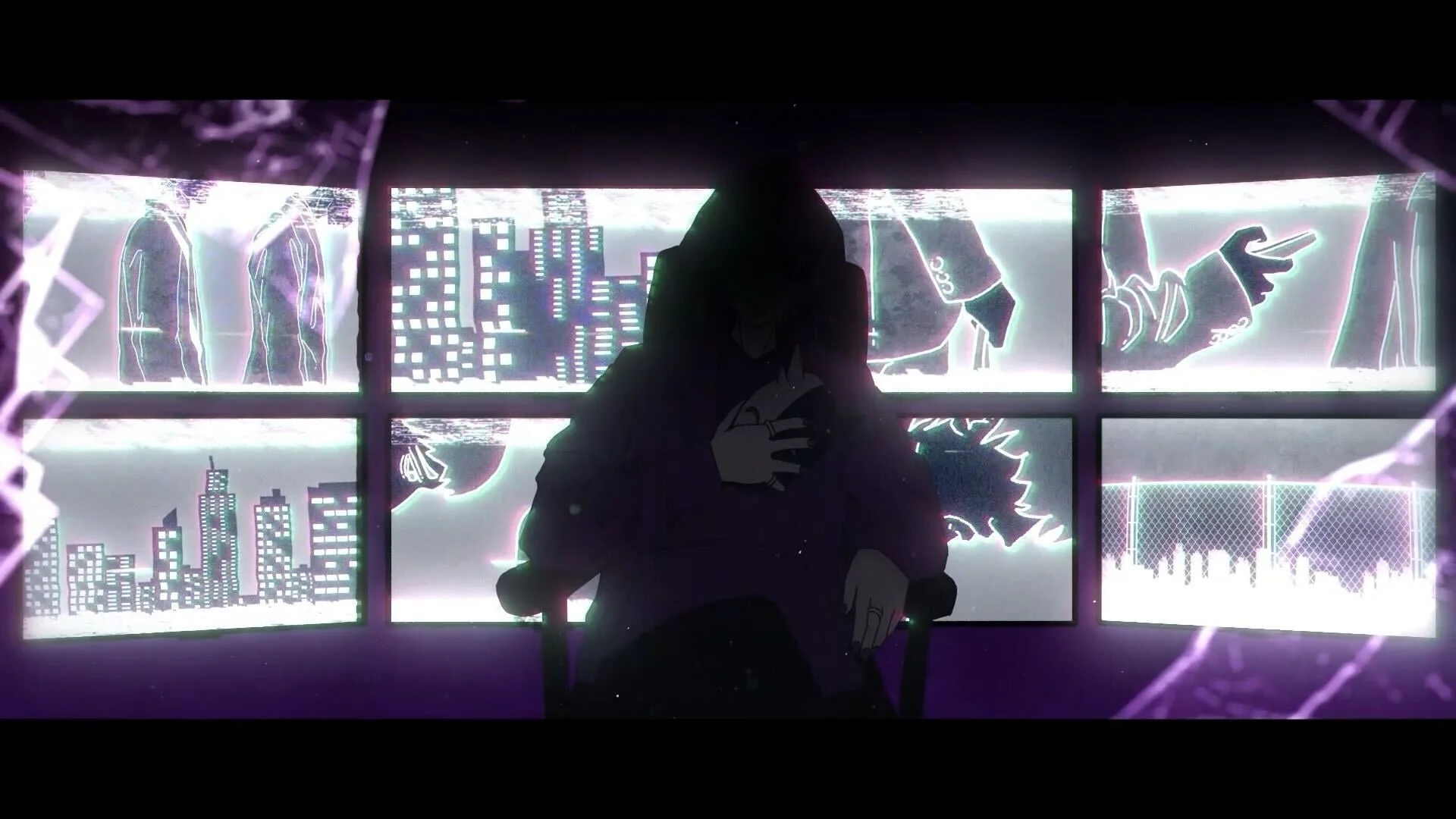 新曲『vanquish』MV場面写：モニターに囲まれたまぜ太