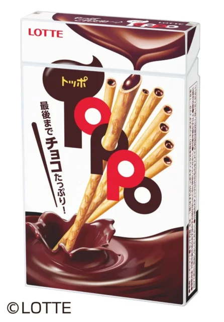 ロッテ「トッポ」のパッケージデザインを再現したトッポショック本体
