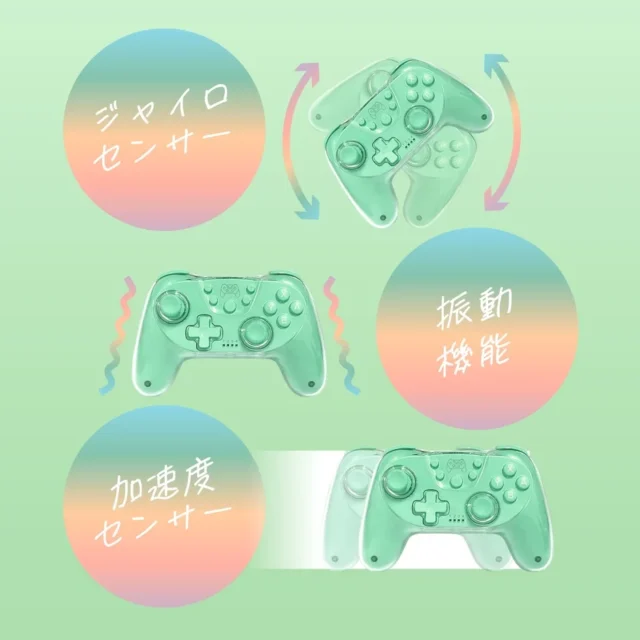 ジャイロ・振動・加速度センサー機能を説明するミントコントローラー