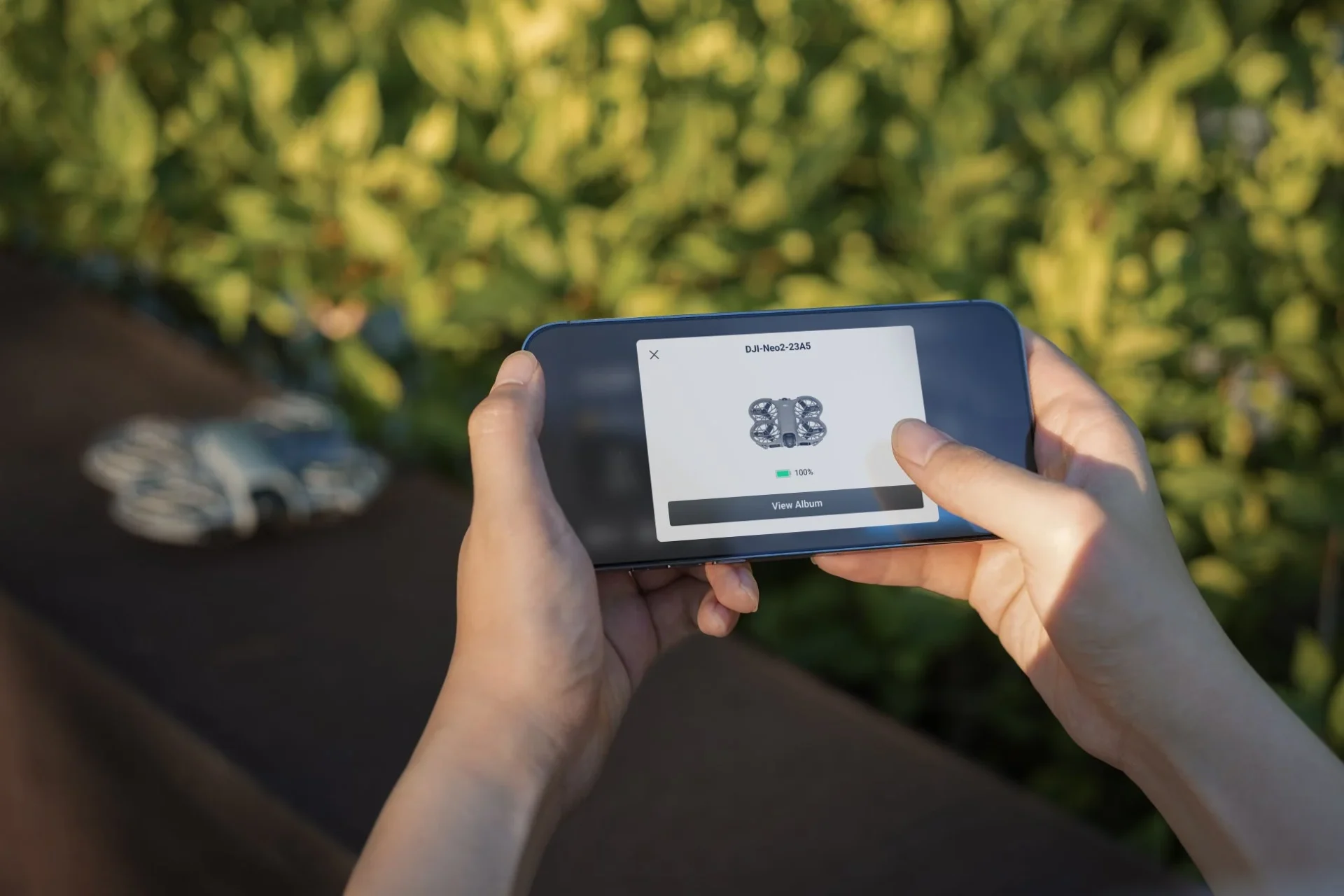 DJI Neo 2からスマートフォンへ映像を高速転送するアプリ画面