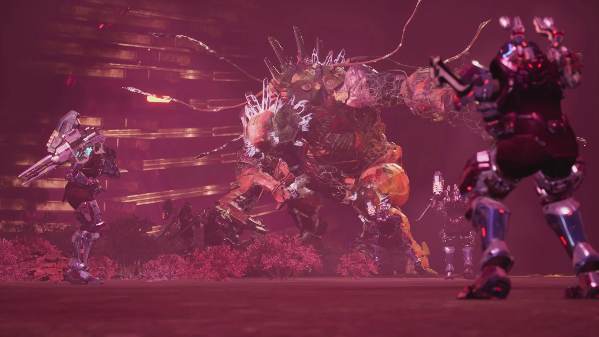 新規フィールド「調査起点区域：ローカス・イニティー」での新種イモータルとの戦闘