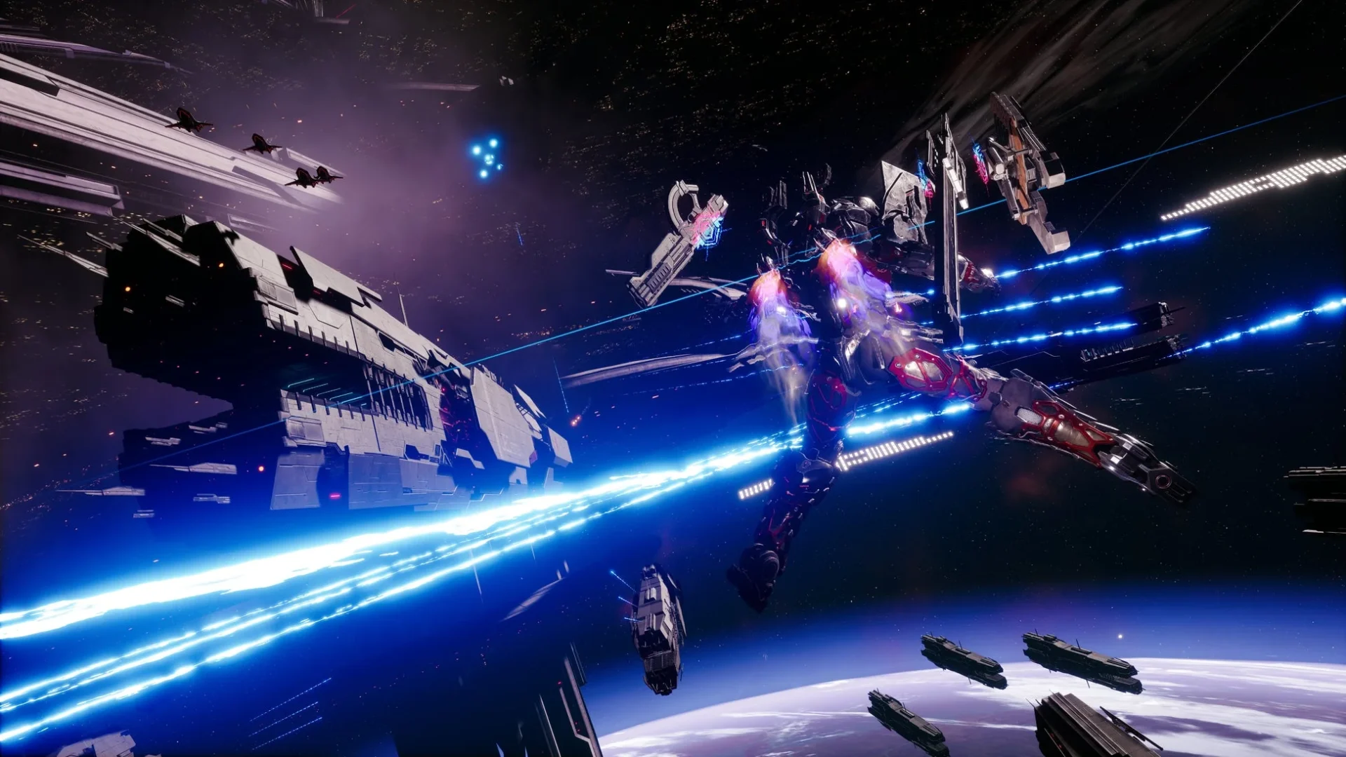 『DAEMON X MACHINA TITANIC SCION』の宇宙空間での高速戦闘シーン