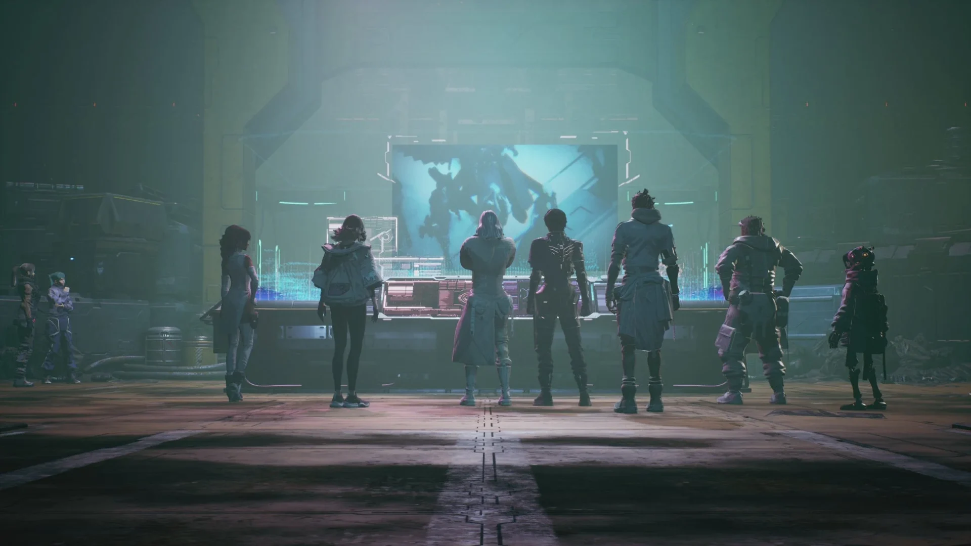 『DAEMON X MACHINA TITANIC SCION』のキャラクターたちが集まるシーン