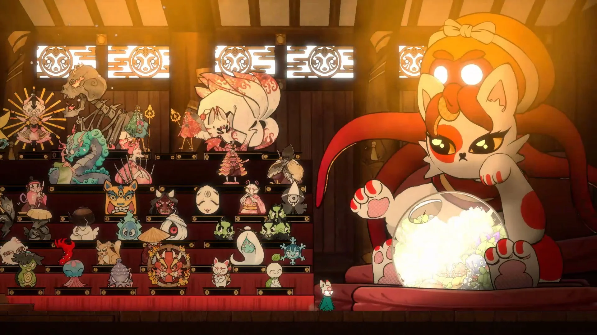 アップデートで追加される「アヤカシ図鑑」のコレクションドール展示画面