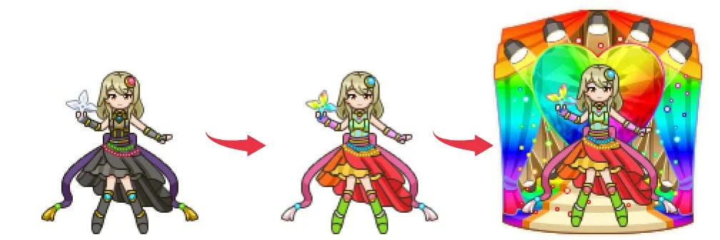 限定スキン「宝石忍チサト」の進化過程