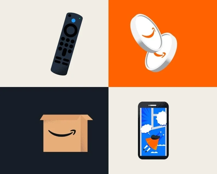 Amazonスタンプラリーのアイコン画像、リモコンやコイン